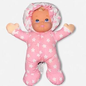 Vintage Rare 1990s Mattel "Lovable Babies"doll in Pink and White Stars